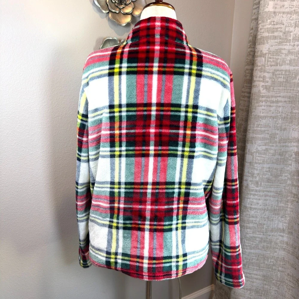 Vineyard Vines Tartan Plaid Teddy Quarter Zip Pullover Women's XL